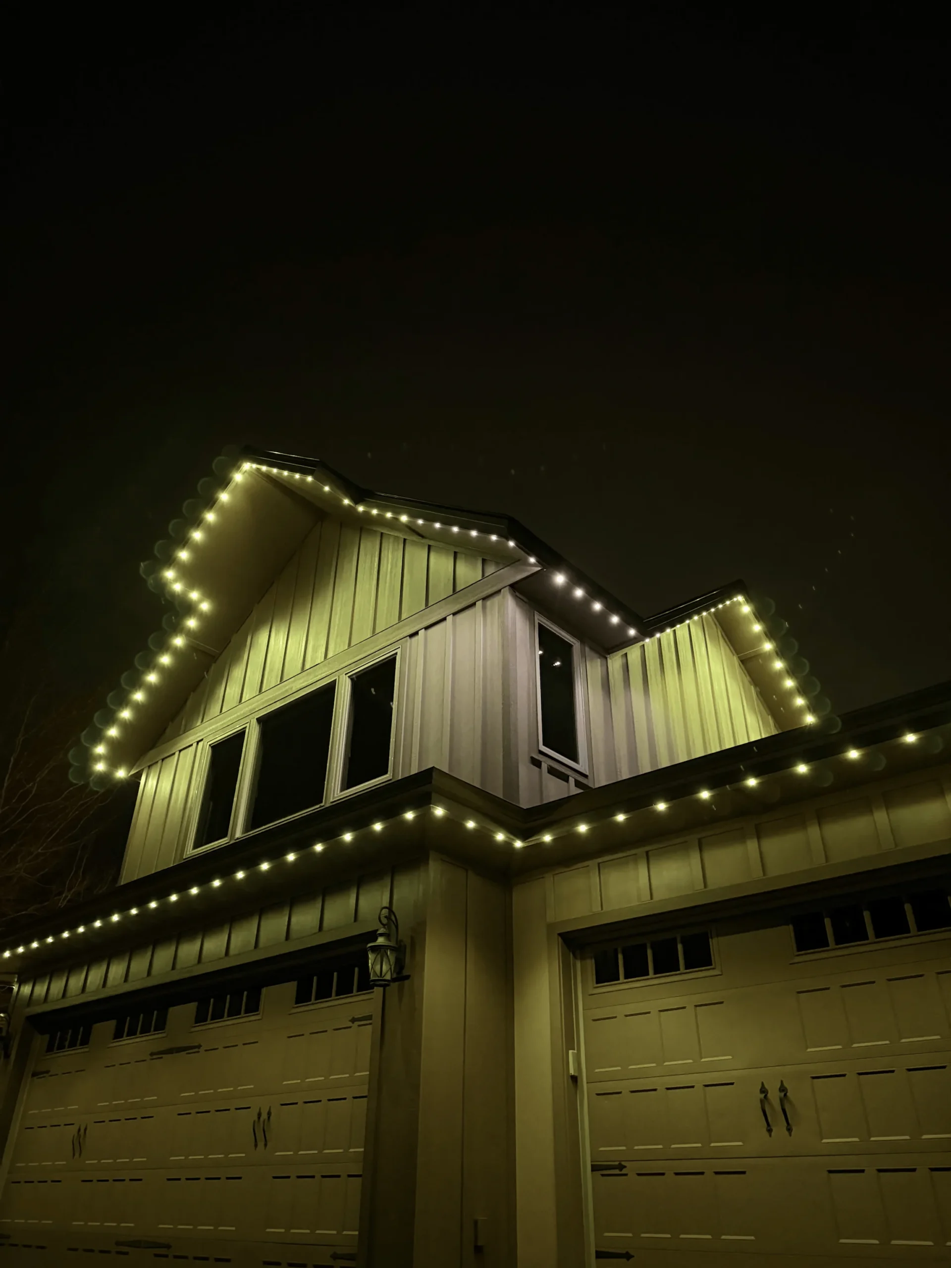bluEmber night install on a two-story home