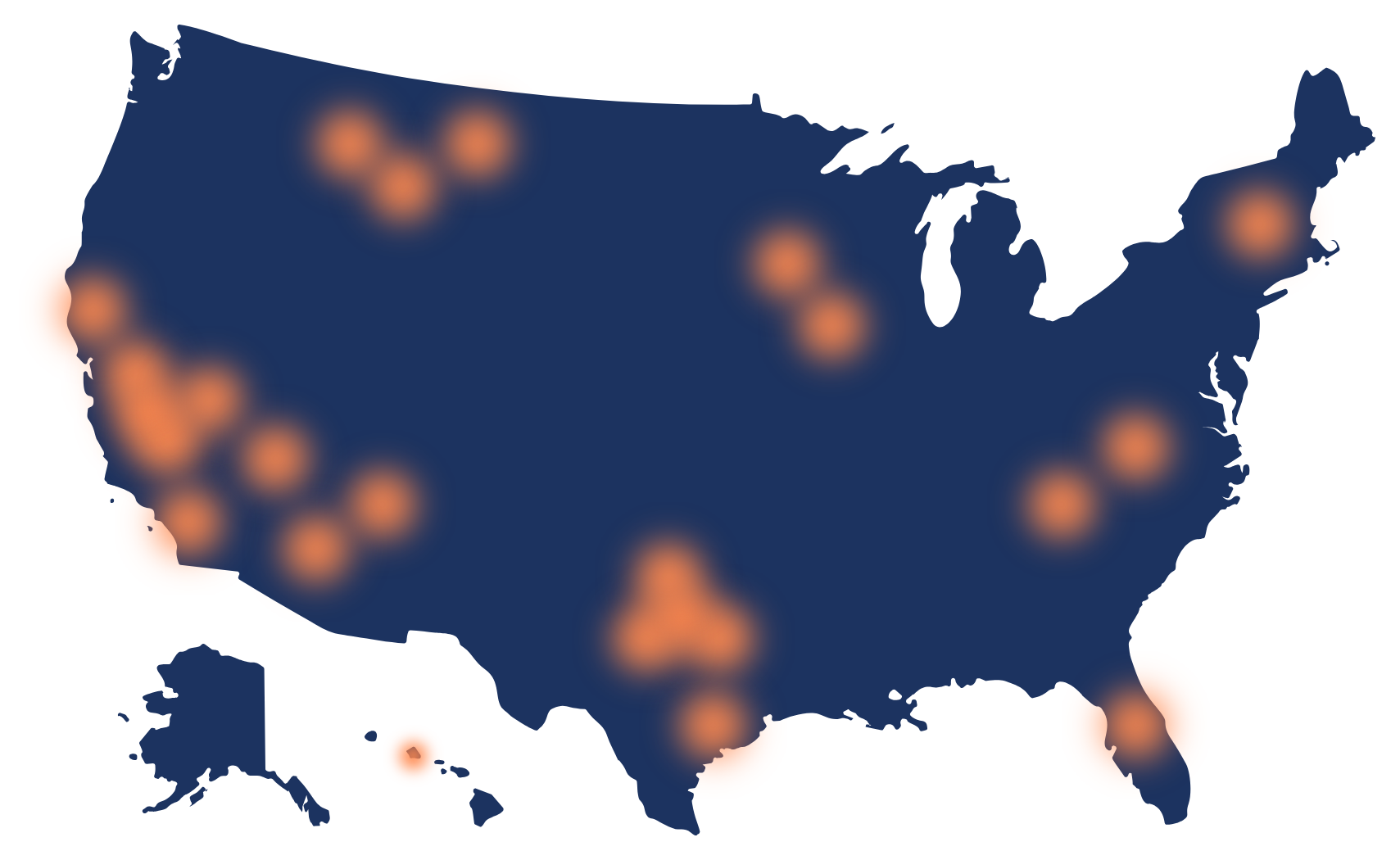Map of the United States showing bluEmber service coverage across the U.S.