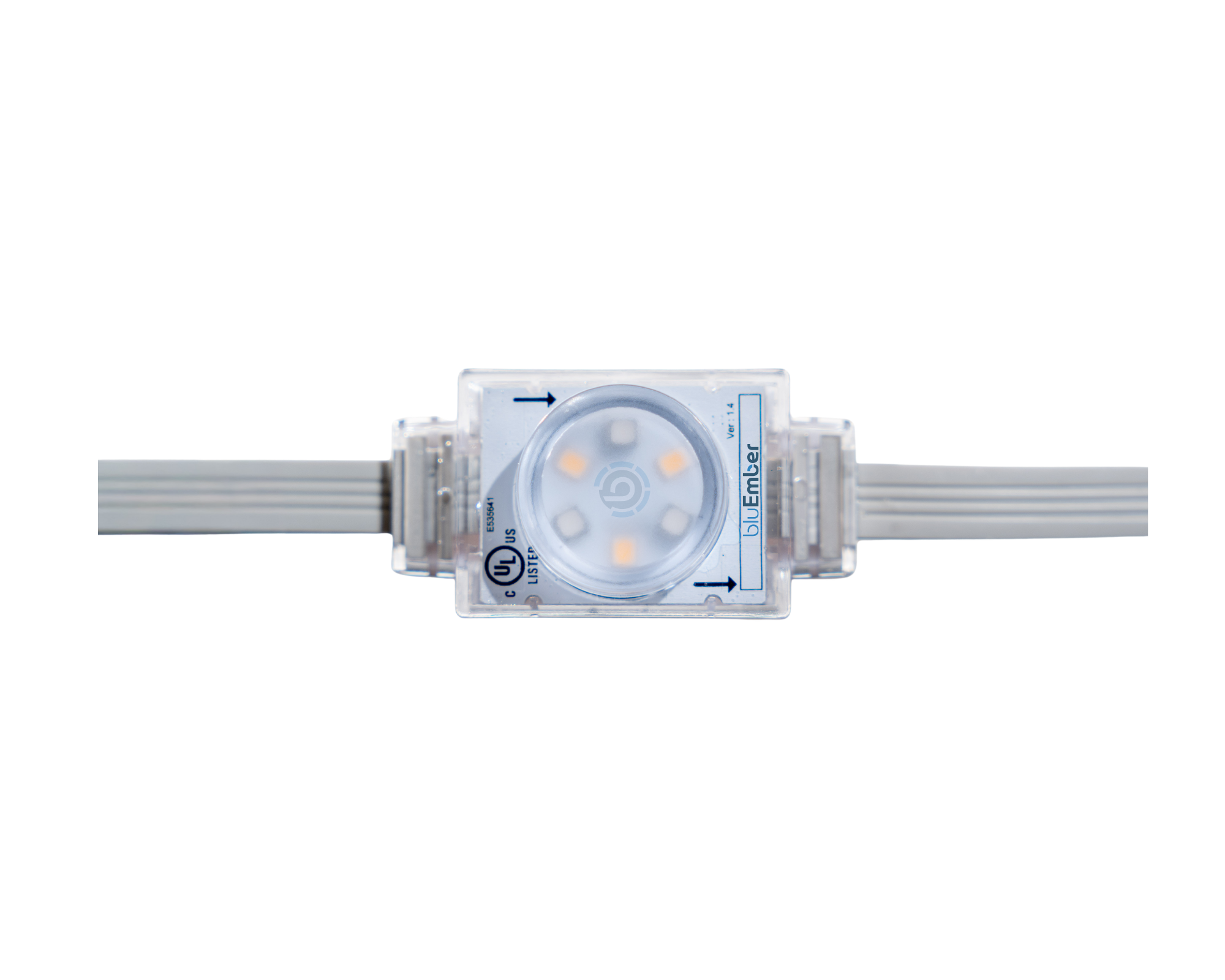 Close-up of a single bluEmber light showing 6 diodes
