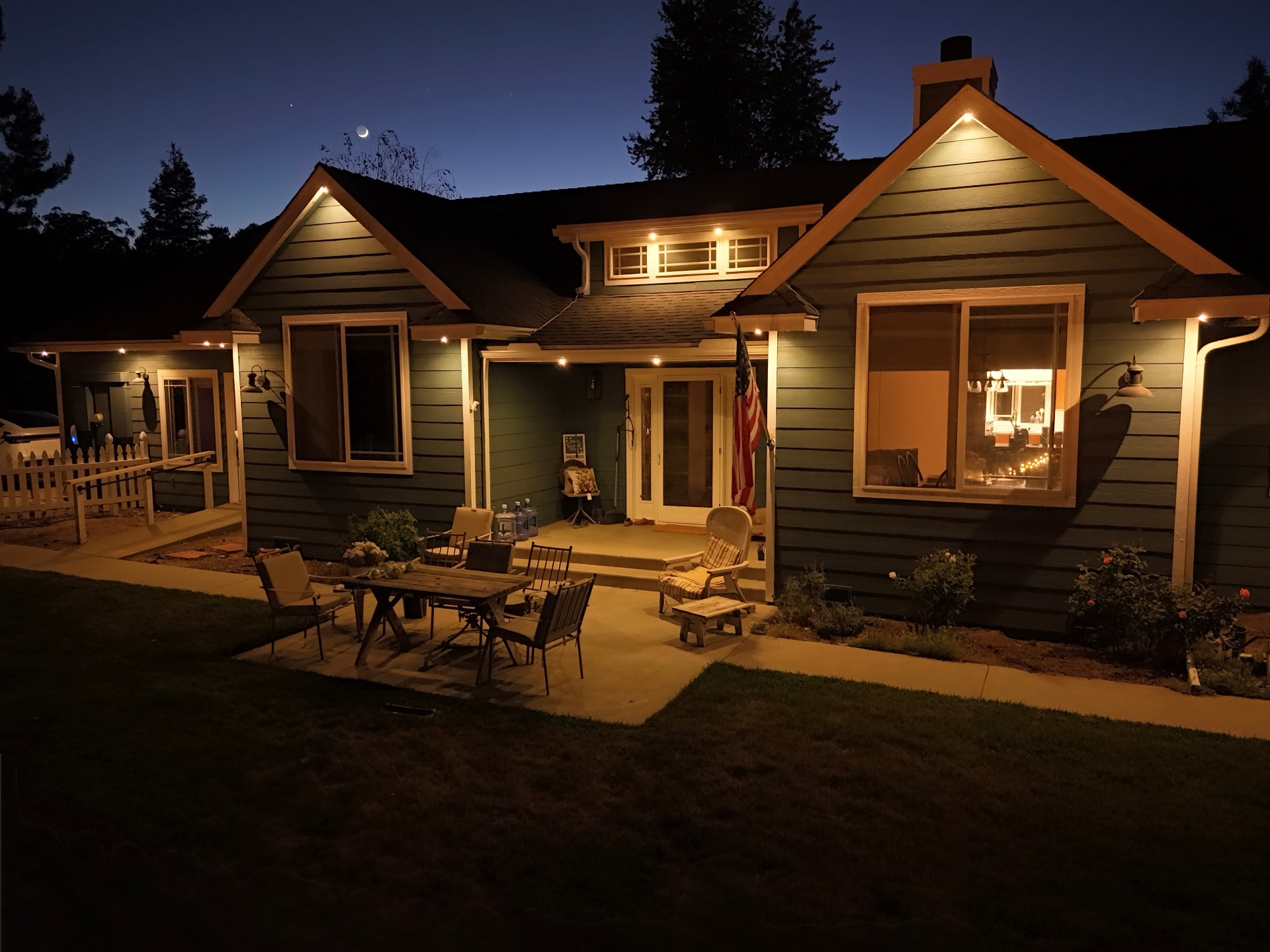 Warm accent by default. Alert only when needed. — Security Lighting by bluEmber